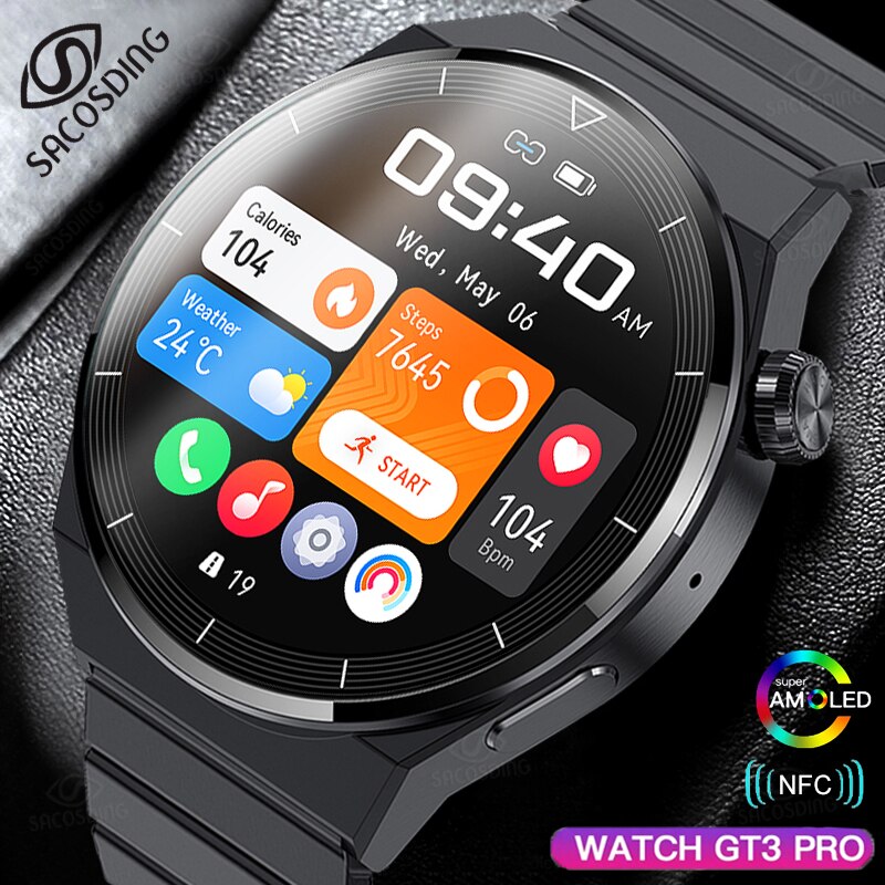 SACOSDING Ʈ ġ GT3 Pro AMOLED 390*390 HD ũ  ڵ  ȭ IP68   SmartWatch ȭ